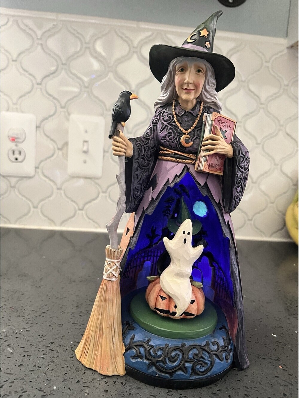 Jim Shore #6008301 Midnight Mischief Rotating Illuminated Witch 2020 NO BOX